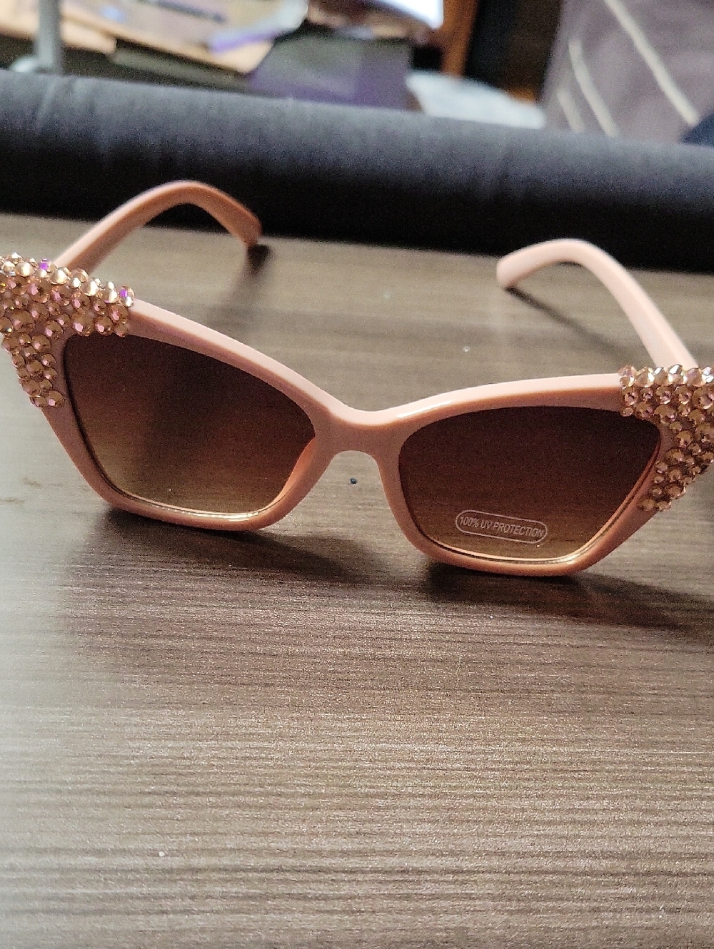 Crystal-Embellished Pink Cat Eye Sunglasses
